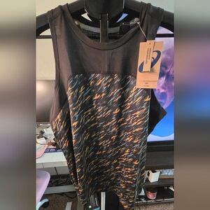 Asics Black and Orange Athletic Tank Top